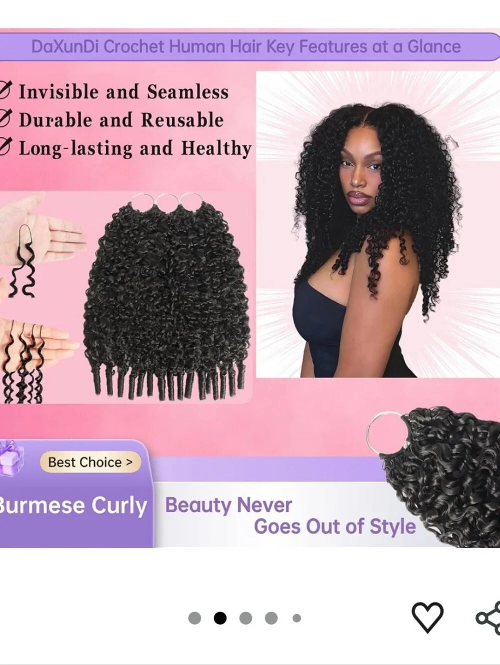 Burmese Curly Crochet Human Hair 18IN 180g Miracle Knots